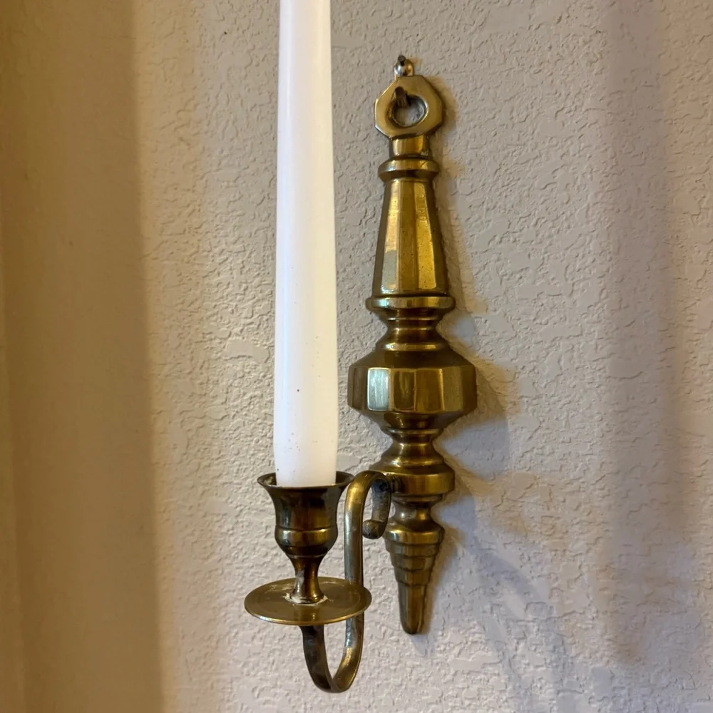 Vintage Solid Brass Wall Sconces (2)